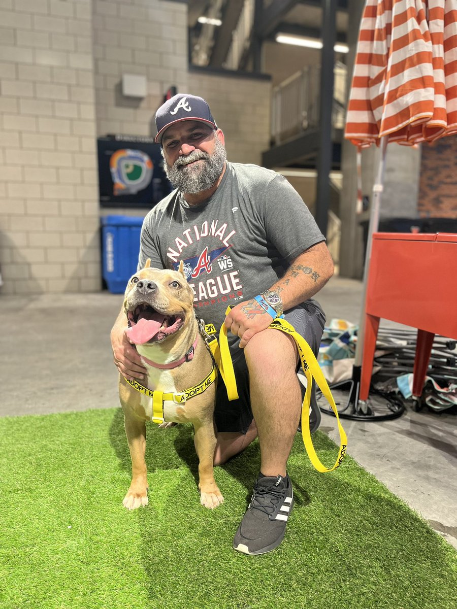 After our Dog Days of Summer pup Leroy was adopted just before the game, Mariah stepped in as a pinch hitter tonight and found her forever home too 🤍 Thank you @lifelineanimal and @ozzie!!