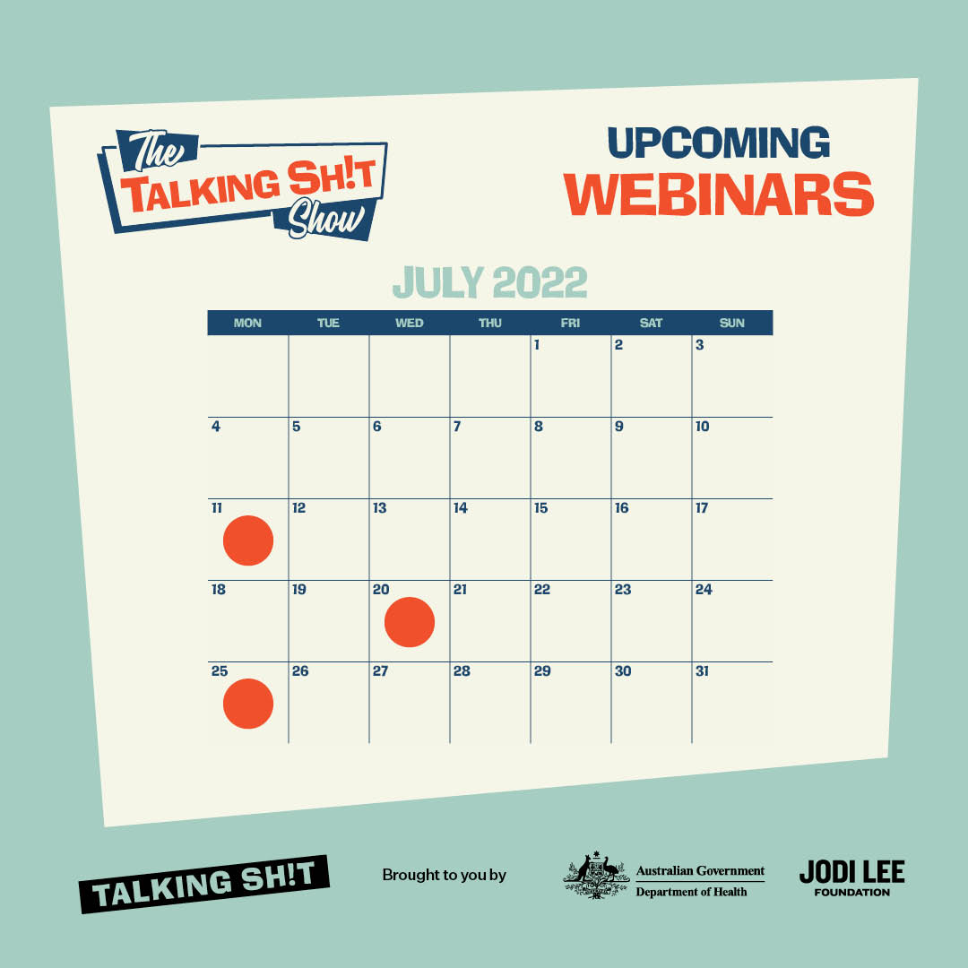 JodiLeeFdn's tweet photo. Join @Dr_Ginni and some seriously awesome Aussie celebs for one of our live webinars, where they'll be talking seriously about #bowelcancer. Who's joining us?
@JodiLeeFdn #TalkingShit #TalkingShitShow #JodiLeeFoundation @healthgovau Register today at: https://t.co/GuyNvH3yev https://t.co/Rn1Er0rbjI