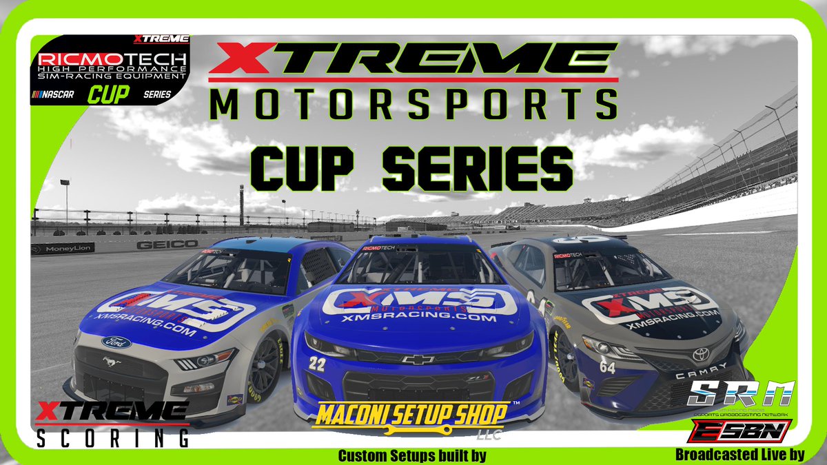 The race you've all been waiting for today, the prize race...

Track - Charlotte 
Time - 9:30 PM EST
Laps - 100
Prize - $10 iRacing credits

Sign up if you think you have what it takes to win.
🔗 xmsracing.com