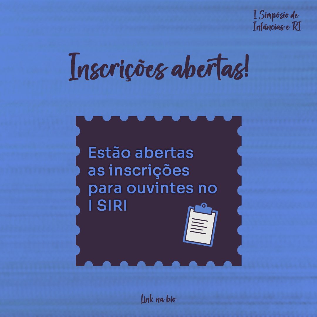 Falta apenas uma semana para o I Simpósio de Infâncias e Relações Internacionais e você não pode perder esse evento! 

A programação completa está nas redes sociais do GeiRI e você pode se inscrever em: docs.google.com/forms/d/e/1FAI…

Esperamos você!