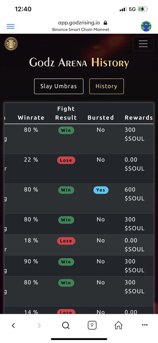 ahki_occ's tweet image. Day 8, 1 burst 1 win 1 lose, currently total 23100 souls won, slowly but surely :) @CryptogodzNFTG @nickjperoni  #GameFi #Play2Earn #godzriseagain to the moon 🚀🚀🚀