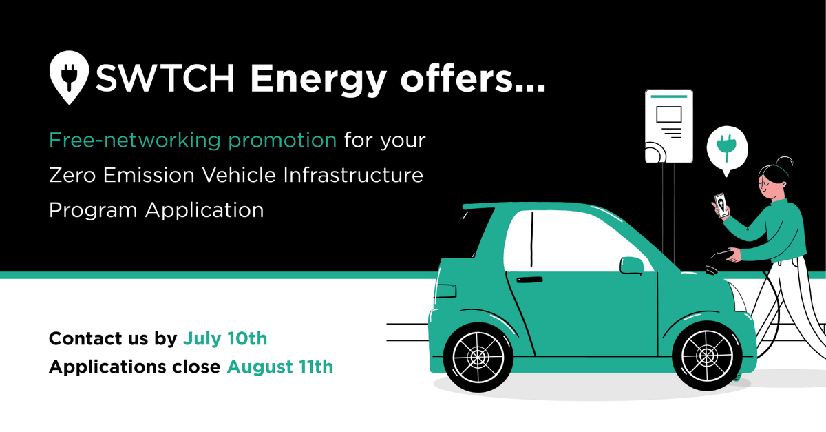 swtchenergy's tweet photo. ICYMI: SWTCH Energy is helping Canadian companies secure federal funding for #EVcharging infrastructure at their properties. 🚗🌱
Contact July 10th to get the first year of network management services free as part of our early bird promotion: https://t.co/a5XBdCSRMO #ZEVIP https://t.co/pTJr76jvsT