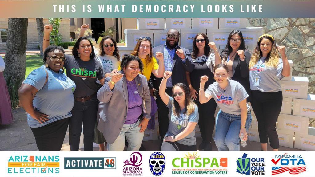 🥁roll plz! We turned in 475,000 signatures today “Democracy belongs to the people” and the people spoke loud and clear, we will protect our democracy! This was a statewide effort of coalition’s, the grassroots and party coming together to win in Nov!