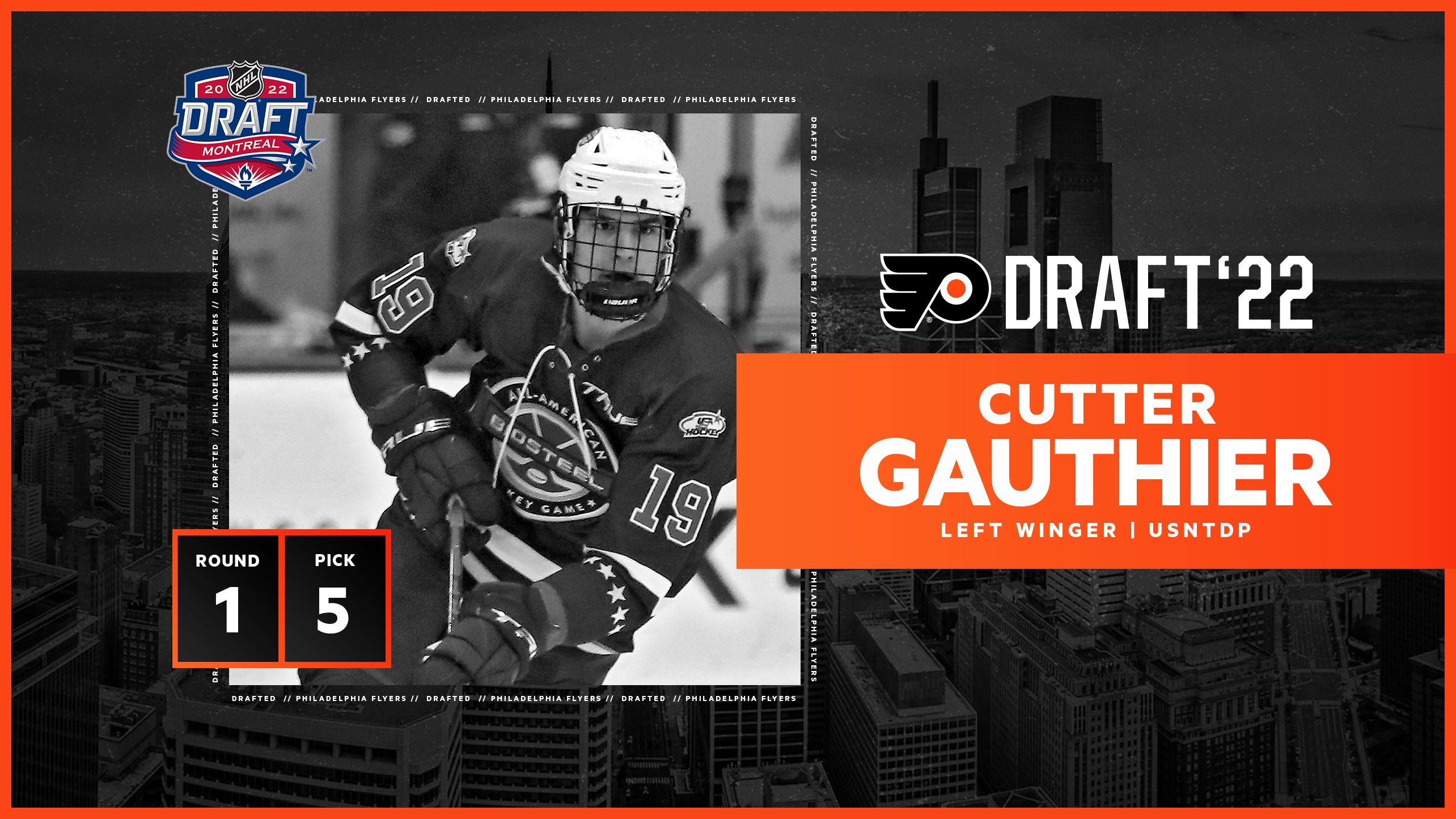 Philadelphia Flyers' Cutter Gauthier is ready to chase national