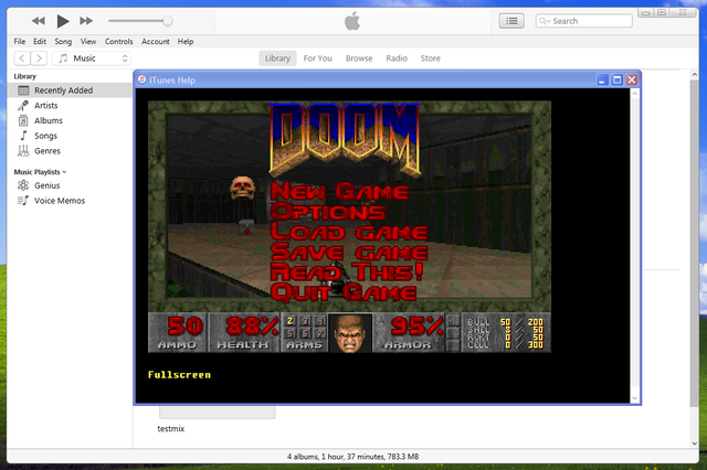runsdoom's tweet photo. doom running in iTunes https://t.co/GqRC15wwAe
