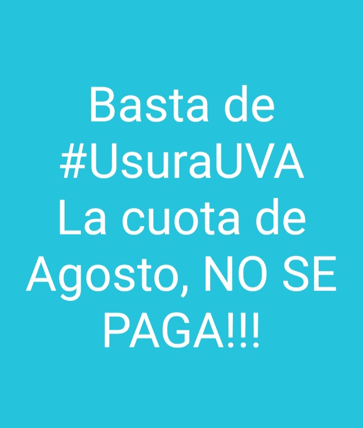 UsuraUVA's tweet photo. #UsuraUVA  #hipotecadosUVA #prendariosUVA #personalesUVA #UniversoUVA #creditosUVA

@alferdez @marioraulnegri @CarlosHeller @_CarlosSelva @SergioMassa @JoseLuisRamonOk @luisbremer @jorgeferraresi @sbatakis @MalenaMassa @juliocobos 
CANSADOS DE ESTA ESTAFA !!! https://t.co/q3Z2QrLcdP