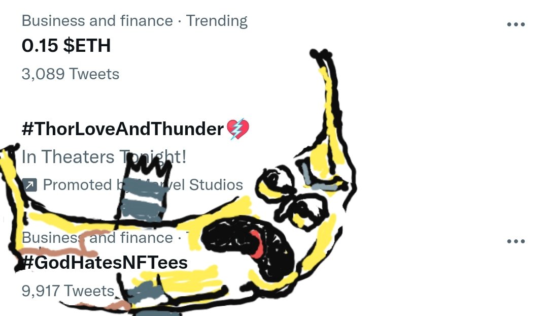 PoliticsOnX's tweet photo. Still #trending?!! Not bad for a #nothingproject! #lfg 🍌🍌🍌#GodHatesNFTees @srpeters
#SrBanano https://t.co/8t6Y0ulY5R