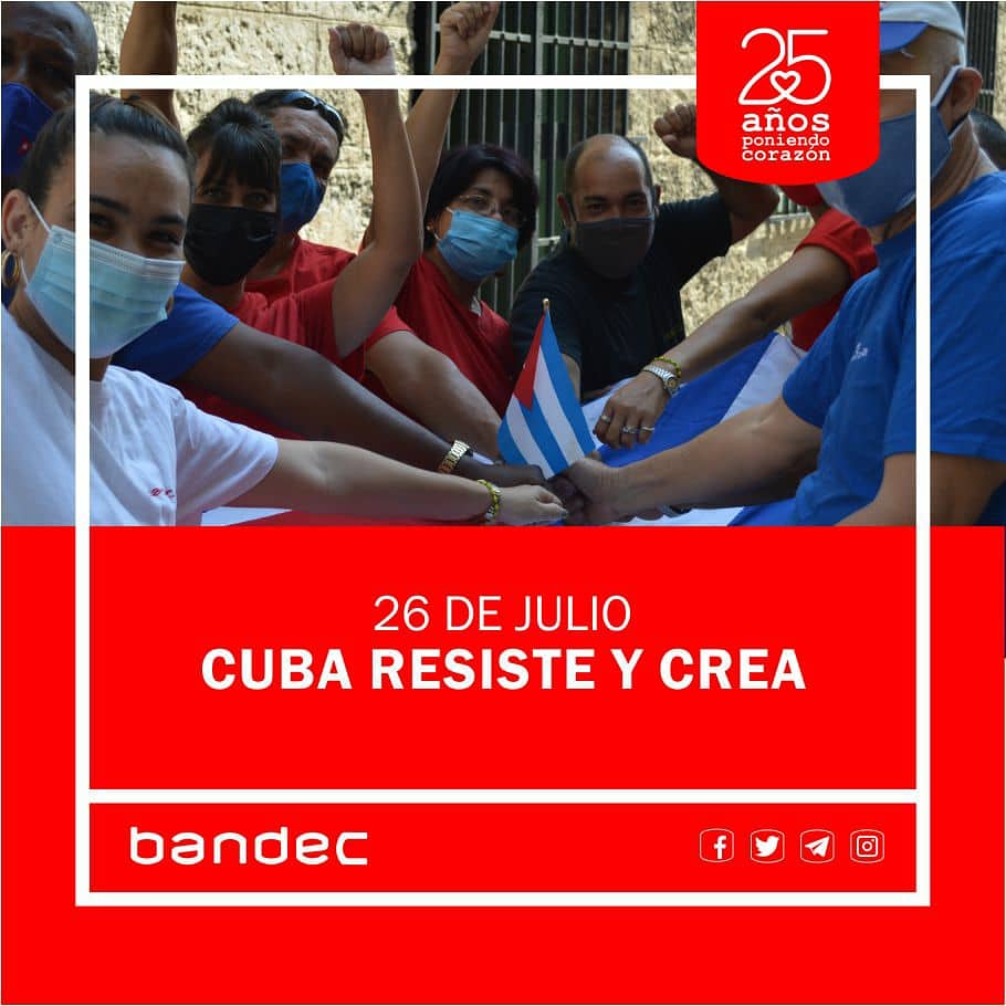 <a href="/BCamaguey/">Bandec Camagüey</a> ,<a href="/FernandoLP62/">Fernando López</a> Saludamos el 26 de julio, con nuevas metas, colocando financiamiento en los sectores estratégicos del territorio, abriendo nuevos horizontes a los nuevos actores económicos y diversificando los servicios 🇨🇺.#PorCamagüeyTodo #BandecNoSeDetiene