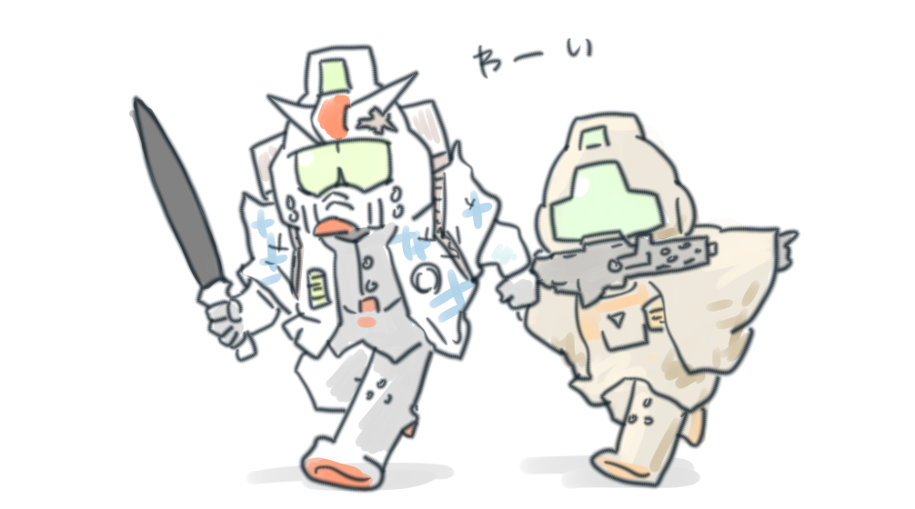 rx-78-2 robot no humans mecha v-fin mobile suit chibi crossover general  illustration images