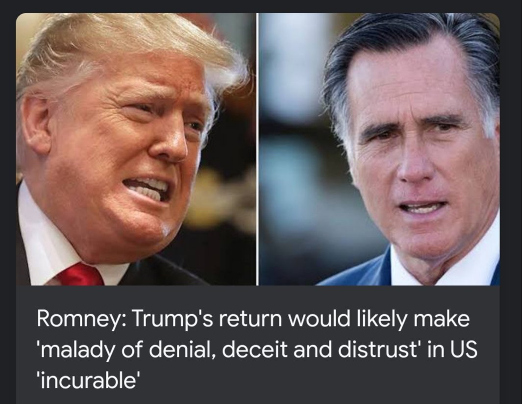 Somebody tell Mitt Romney. Nobody on the RIGHT cares what a two time loser has to say. Even worse A RINO. 🙄🙄
#mittromneysucks