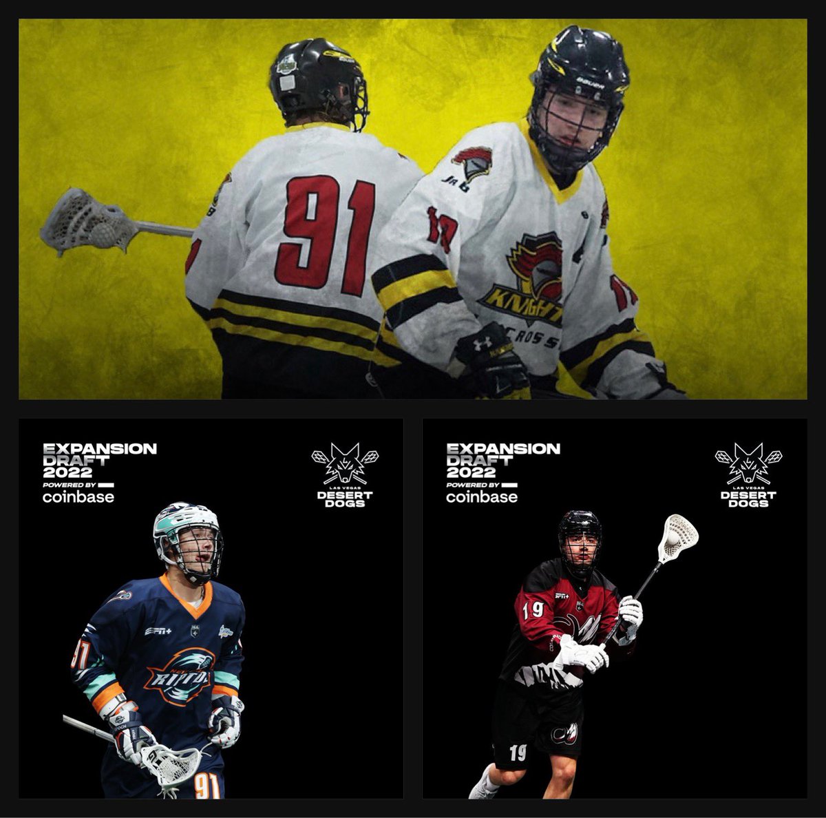 VEGAS BABY! The <a href="/vegasdesertdogs/">Las Vegas Desert Dogs</a> are getting the band back together by taking a couple former Knights <a href="/samfirth19/">Sam Firth</a> and <a href="/TyThompson_7/">Tyler Thompson</a> in the NLL Expansion Draft today! Good luck in the desert fellas! Go Dogs! ⚔️⚔️