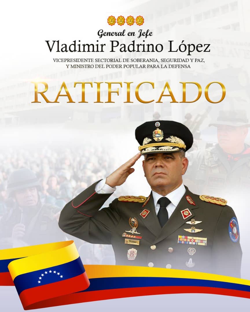 PrensaFANB's tweet photo. #FANB con orgullo revolucionario de continuar contando con el valioso liderazgo de nuestro GJ @vladimirpadrino, Soldado con alta motivación  humanista, bolivariano y profundamente chavista; siempre a la vanguardia de la defensa integral de la Patria. https://t.co/dgO5sqGEf8