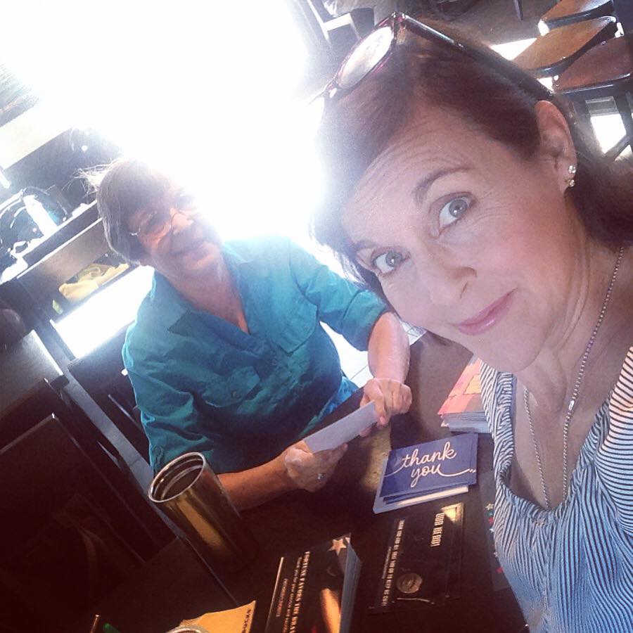 LoveNotes68's tweet photo. Mom &amp; I spent a lot of time writing Love Notes in coffee shops following her terminal diagnosis. I'm grateful for the mother-daughter dialogue that would have been lost had we not started this mission. We were scared, but you wouldn't know it in this photo. That's hope you see. https://t.co/9l2QKnOhS1