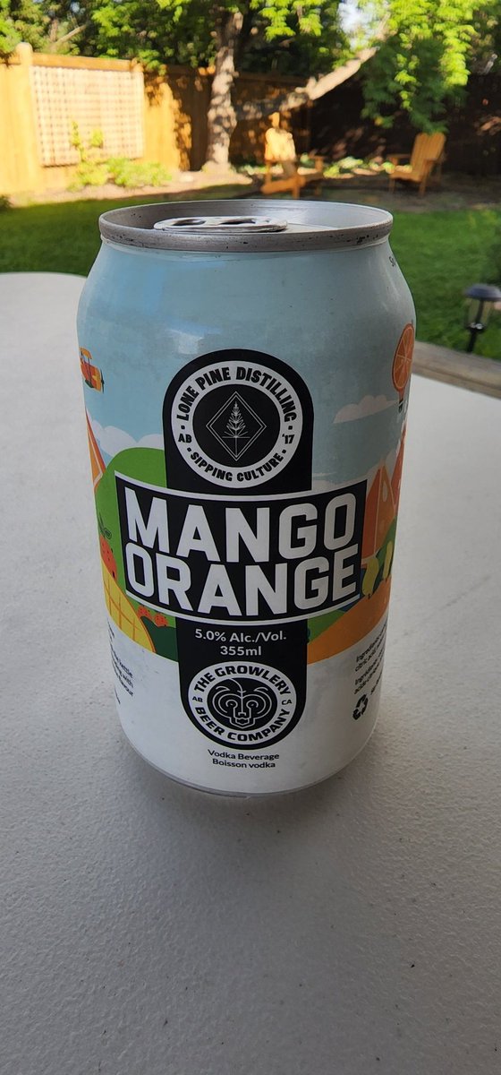 Perfect day for a <a href="/lonepinedistill/">Lone Pine Distilling</a> Mango Orange cooler on the deck! Yum! #craftspirits