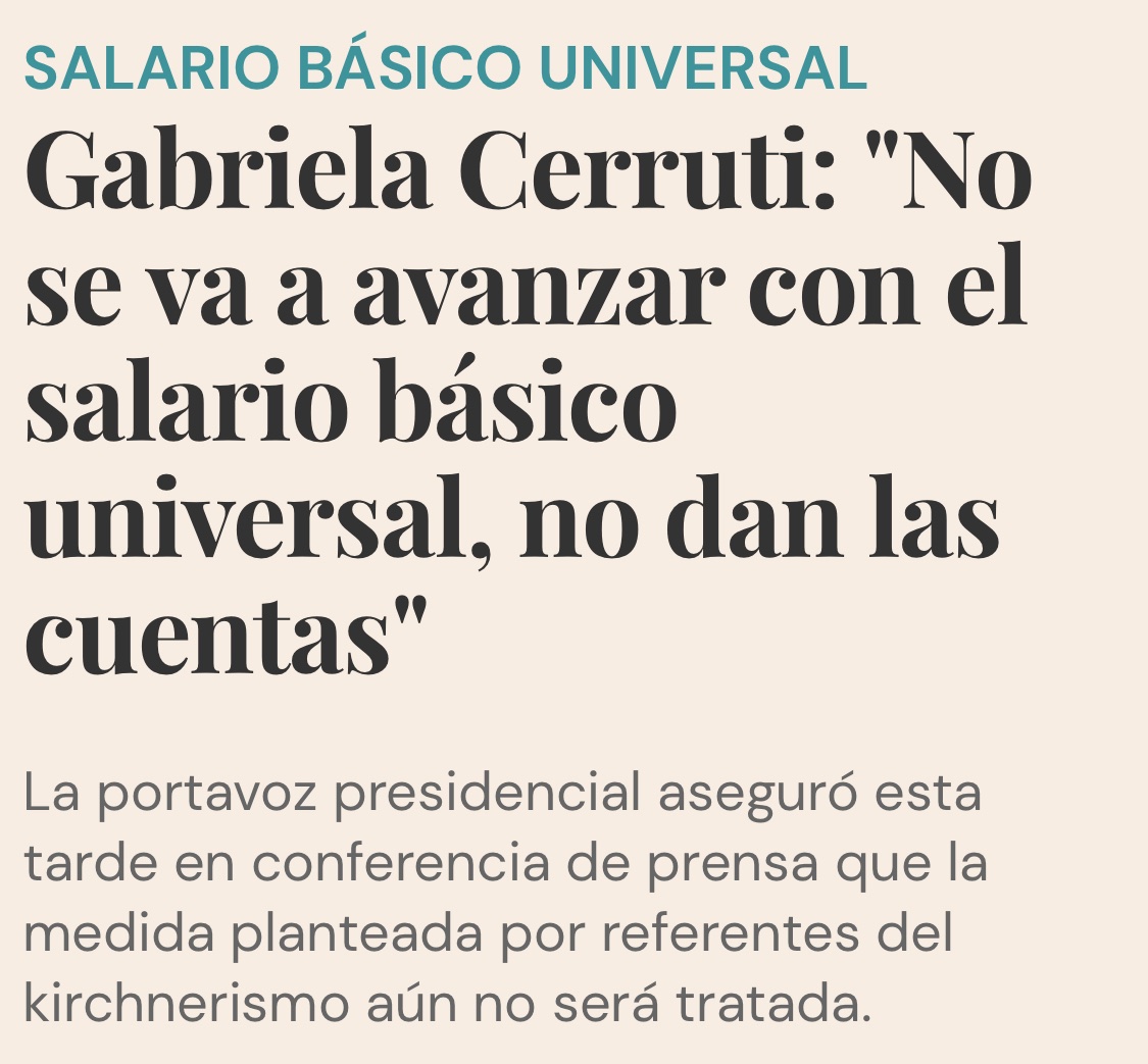 Con tu sueldo 100 trabajadoras y trabajadores informales tendrían su salario básico universal. Bájense el sueldo, dejen de derrochar, controlen a los evasores, sientan el dolor del Pueblo... y hagan las cuentas de nuevo.