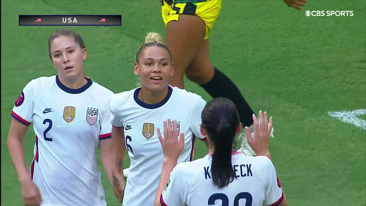 TRINITY RODMAN MAKES IT FIVE FOR THE @USWNT. 😤

A second international goal for the 20-year-old. 🔥”