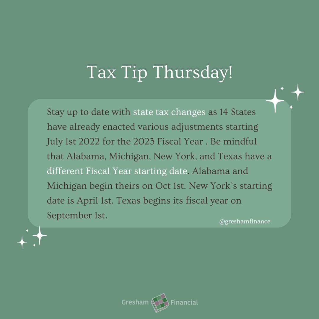 It`s time for Tax Tip Thursday!

#StateTax #FiscalYear #TaxPlanning #TaxPrep