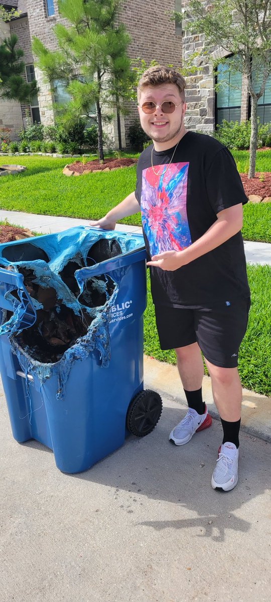 Texas is so hot...

I left my trashcan outside for a week and it was melted. 🤯