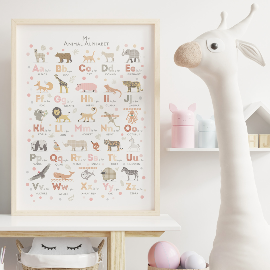 Happy Thursday- My Animal Alphabet in peaches and pinks.🍑 🌸☀️💛 🍑 🌸
#alphabet #nurseryinspo #nursery #playroominspo #kidsinteriors #nurseryideas #interiorinspo #childrensdecor #montessori #playroomideas #kidsroomdecor #kidsroom #modernnursery #educationalart #playroom