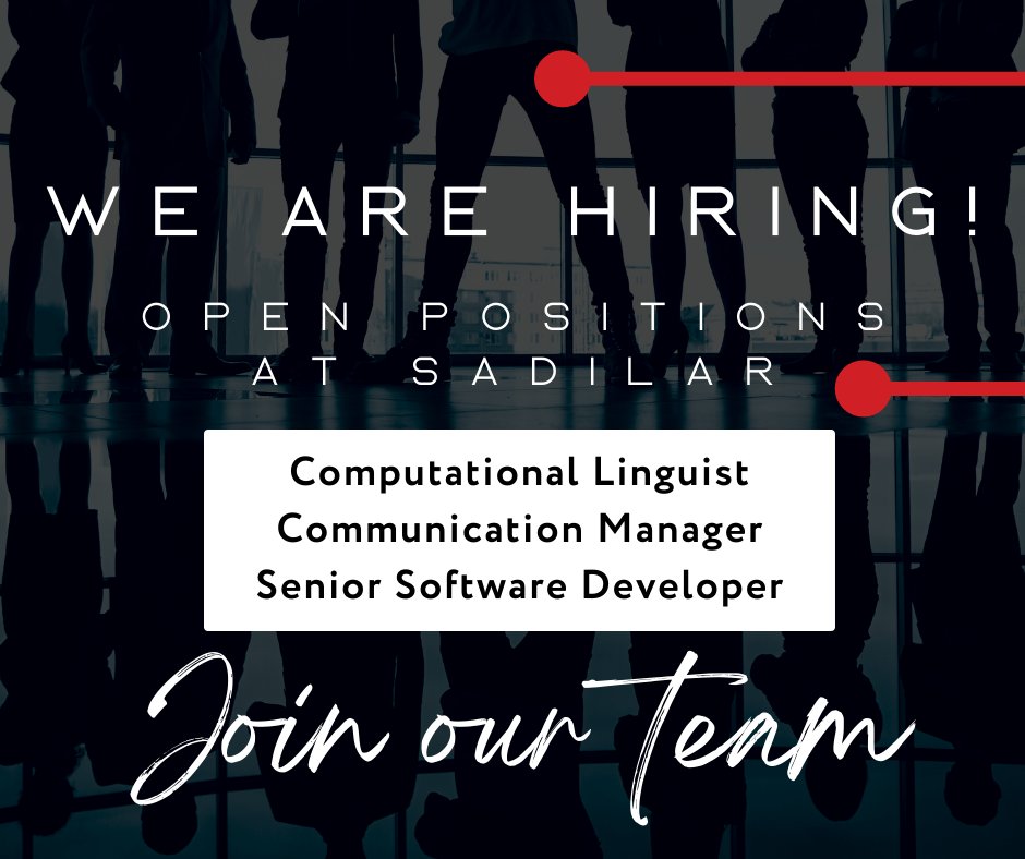 Open positions at SADiLaR
- Communication Manager - Deadline for applications: 10 July 2022
- Senior Software Developer - Deadline for applications: 29 July 2022
- Computational Linguist - Deadline for applications: 29 July 2022

More info available @ sadilar.org/index.php/en/a…