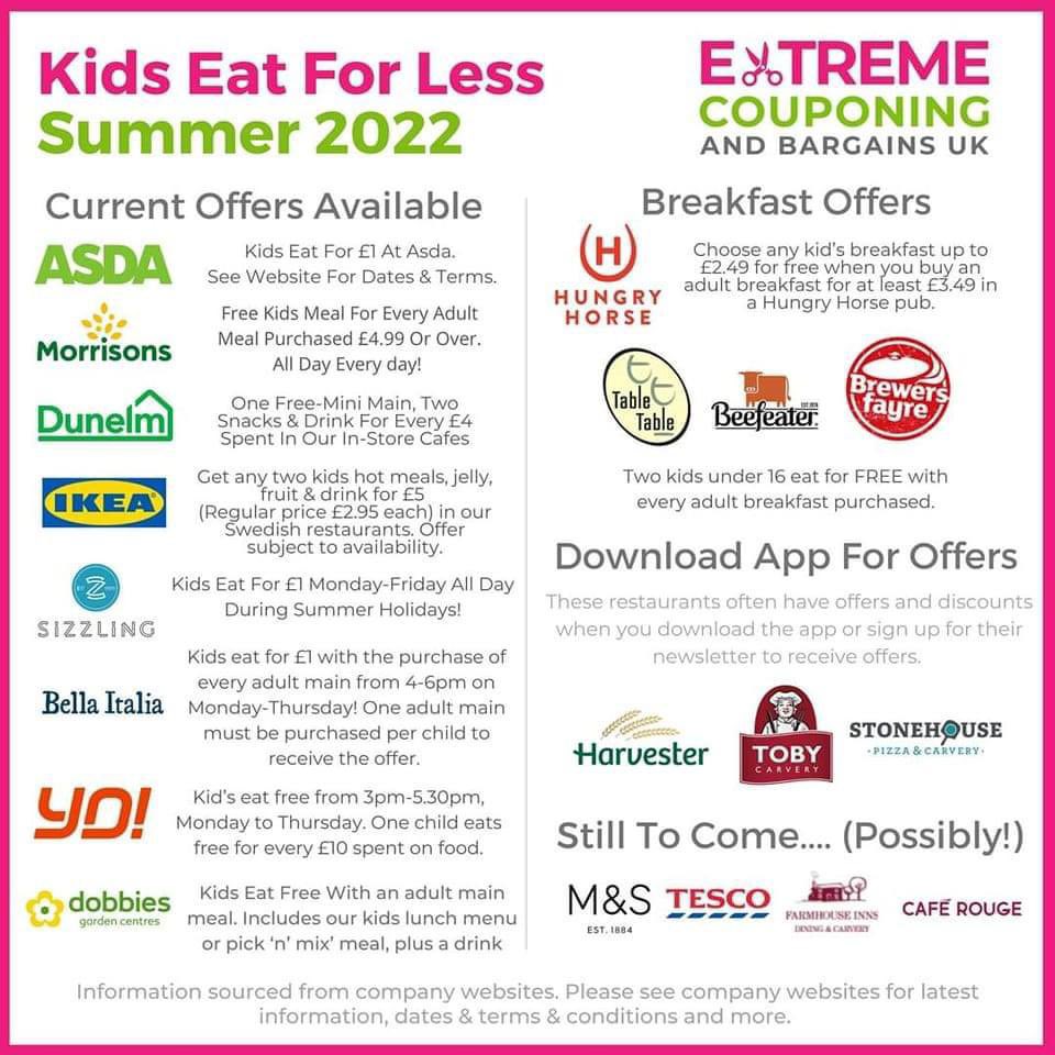TheGatewayAcad's tweet photo. It’s getting closer to the summer holidays, here’s a list of some of the  offers stores and restaurants are doing for kids to eat out for less. https://t.co/oRH1UhxMIC