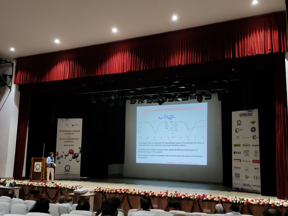 ramsastrys's tweet photo. Prof. Srabanti Chaudhury from @IISERPune delivering the Bronze medal lecture on understanding reaction dynamics on catalysts #CSRI_NSC #ACSinIndia @IiserMohali @ChemResSocIndia https://t.co/AVL2MicOOi
