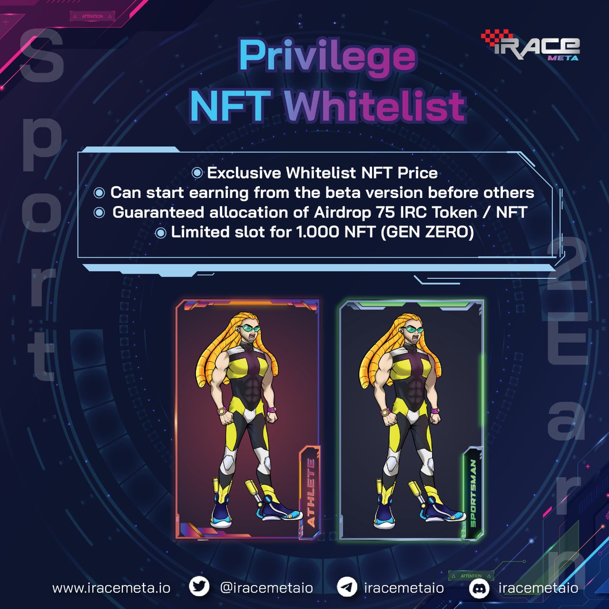 iracemetaio's tweet photo. Hello Racers,

This is the Privilege of NFT Avatar Gen Zero for Whitelist &amp; Pre-Sale
🚨Do not miss out this amazing utility NFT 🚨 https://t.co/i2aGHMUkbv