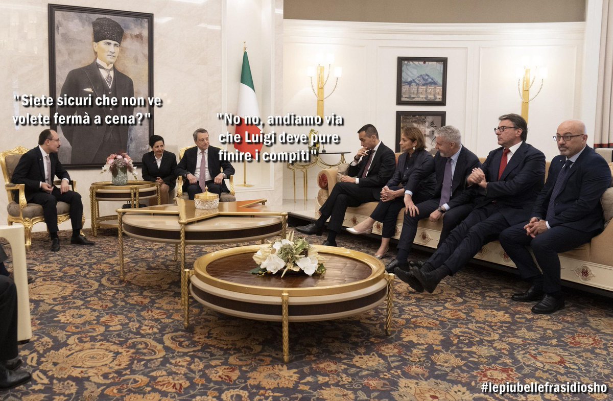 Gianni13_'s tweet photo. Con la solita genialità "Le più belle frasi di Osho" pubblica la foto intera e la sintetizza alla perfezione. In 5 su un sofà da tre e con un non pari rango a dialogare con Draghi: la foto della vergogna che i media italiani hanno dovuto censurare... https://t.co/dfUyEasQ38