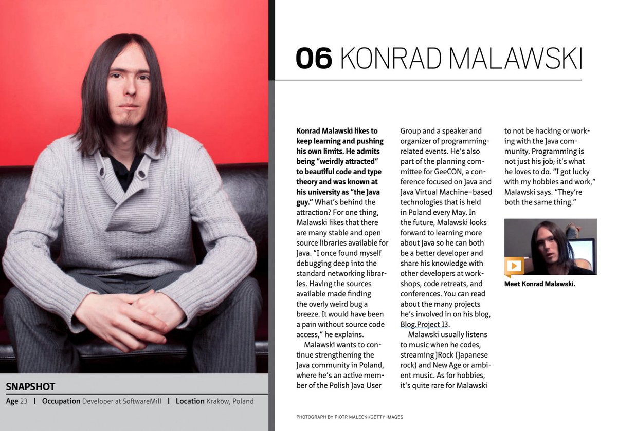 ktosopl's tweet image. Fun fact, that's a shot from the 2012 (!), Java Magazine 😅
Man, that was a while ago... 😅
#javamagazine