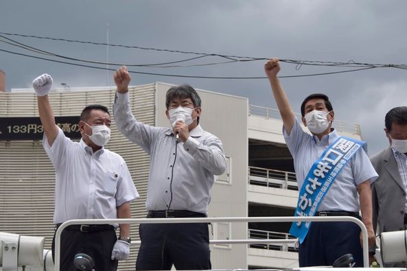 みずほ台駅にて世耕弘成 参議院幹事長を迎えて街頭演説を行いました