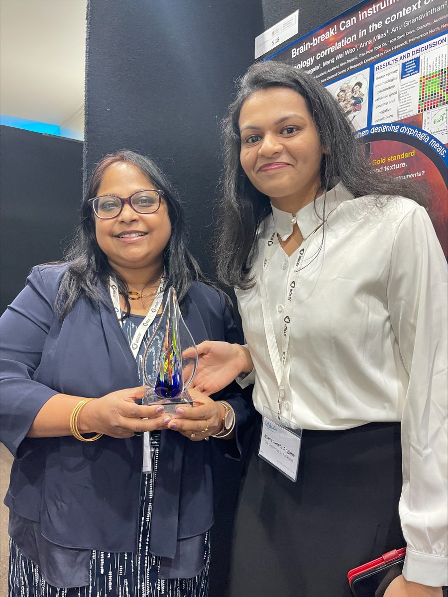 plantandfood's tweet photo. Congratulations to Manasweeta Angane (right) who won the student presentation award at the #NZIFST Conference earlier this week! Manasweeta is a student at The University of Auckland and also part of our Food Safety and Preservation team. https://t.co/Z5h5Y8aF32