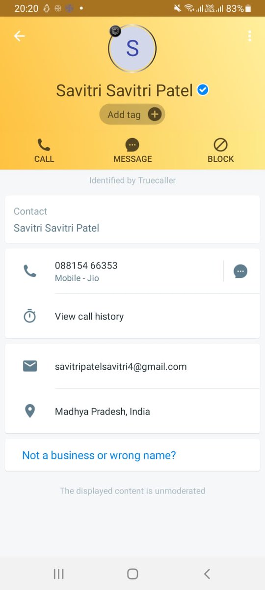 <a href="/DGP_MP/">DGP MP</a> <a href="/mpcyberpolice/">State Cyber Police Headquarters Madhya Pradesh</a> <a href="/MPPoliceOnline/">MP Police Online</a> @MPDial100 <a href="/Dial100_MP/">Takeover</a> <a href="/CP_Bhopal/">Commissioner of Police, Bhopal</a> @MPDial100
Below Both numbers are this agent number &amp; Details as per Truecaller sim card is from Madhya Pradesh. 
+918815466353
+918770044260
Plzz take the action with immediate effect against this person.