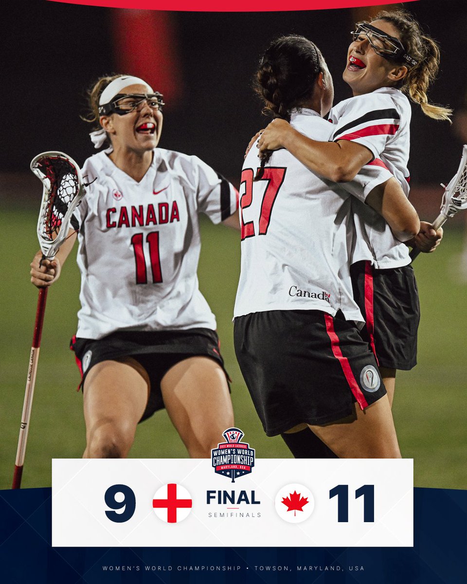 World Lacrosse (@worldlacrosse) on Twitter photo FINAL BOUND โผ๏ธ
<a href="/LacrosseCanada/">Lacrosse Canada</a> pulls out an ๐๐ฅ๐๐.
#WLWC2022 | <a href="/WorldLax2022/">2022 Women's World Lacrosse Championship</a> FINAL BOUND โผ๏ธ
<a href="/LacrosseCanada/">Lacrosse Canada</a> pulls out an ๐๐ฅ๐๐.
#WLWC2022 | <a href="/WorldLax2022/">2022 Women's World Lacrosse Championship</a>
