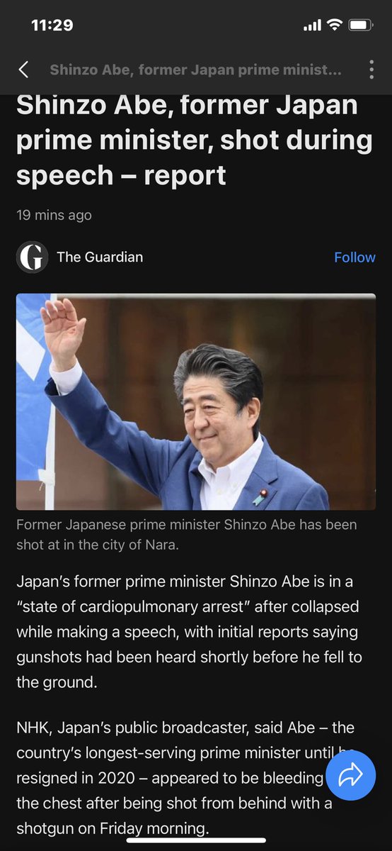 $Jasmy  #JASMY not very informed on Japanese politics but from the quick google searches I did seemed like he was open minded to crypto. Prayers for his family and the Japanese people.