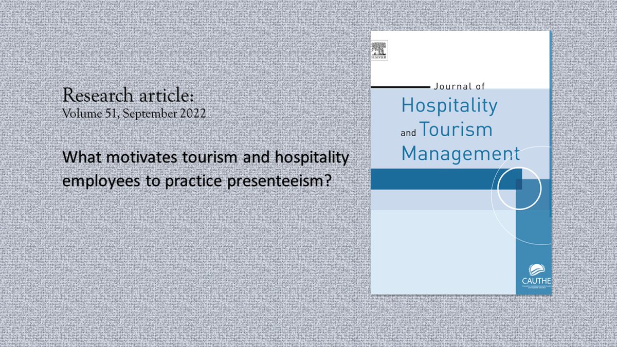 journalhtm's tweet photo. Research article: What motivates #tourism and #hospitality #employees to practice presenteeism?.
Read more: https://t.co/4K59Ym7Oud
Mouna Knani , HEC Montréal
#jhtm #research #Jobdemands #Jobresources #work https://t.co/eyXi0PmXeN