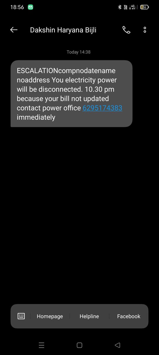 setia_bhavya's tweet photo. We have been a victim of cyber fraud. We got a message from "Dakshin Haryana Bijli" saying that electricy bill has not been paid and we need to pay Rs. 11 to get our number registered. Considering our meter just got changed, I considered it to be genuine and paid. to continue.... https://t.co/WHXClS9uis