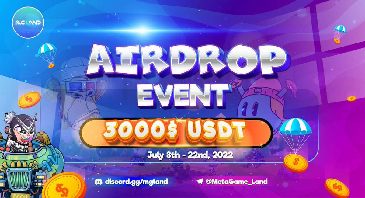 3️⃣,0️⃣0️⃣0️⃣$ 💵 #AIRDROP 🛫 IS NOW LIVE

This Airdrop event is in celebration of our opening Alpha version. Visit MG.Land to experience the new metaworld of NFT holders today, don't wait!

Join now: gleam.io/gxpLn/airdrop-…

#MGLand #gleam #GleamGiveaway #metaverse