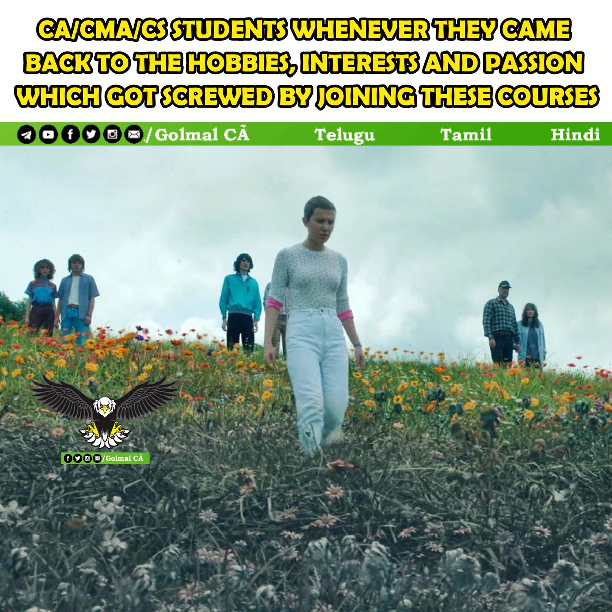Golmal_CA's tweet photo. #Golmalca #StrangerThings #strangerthingsmemes #castudents #icai #cmastudents #icmai #csstudents #icsi https://t.co/wn1aBFAHmC