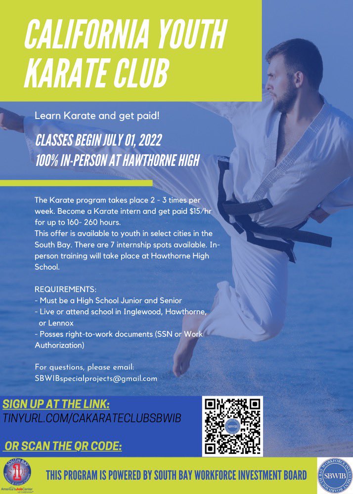 CVUHSD (@cvuhsd) on Twitter photo 🚨 Attention students! 🚨 Do you want to learn karate AND get paid for it? 🥋💵 Then you’re in luck! Sign up by visiting tinyurl.com/cakarateclubsb…. Thank you to our partners, <a href="/SouthBayWIB/">SouthBay WIB</a>, for providing this opportunity to our students! #karate #karateclub #highschool 🚨 Attention students! 🚨 Do you want to learn karate AND get paid for it? 🥋💵 Then you’re in luck! Sign up by visiting tinyurl.com/cakarateclubsb…. Thank you to our partners, <a href="/SouthBayWIB/">SouthBay WIB</a>, for providing this opportunity to our students! #karate #karateclub #highschool