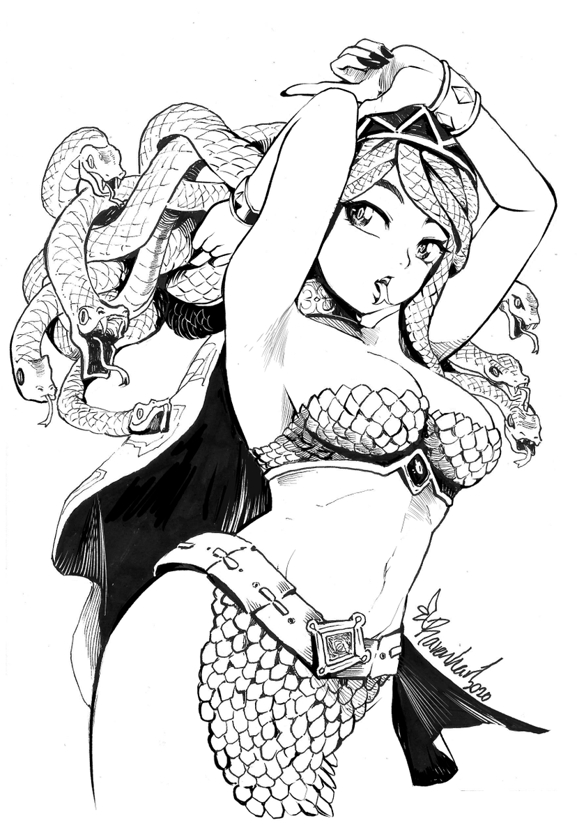 Scanned 2020's inktober artwork and fixed it a little here and there. Might do this for the rest as well