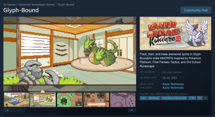 Community hub preview. It looks like Steam forces a 2 week "Coming Soon" period so we'll be releasing a couple weeks later than expected.

#Steam #Glyphbound #KayacMultimedia