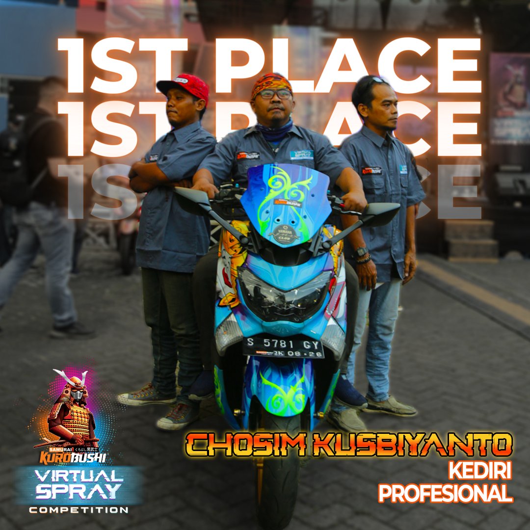 samurai_paint's tweet photo. Selamat Kepada Para Pemenang #samuraivirtualspray Competition 2022!
Profesional:
1. Chosim Kusbiyanto ( 1 Unit Mobil AGYA )
2. Yeyen Mega Agus Tian ( 1 Unit Motor FREEGO )
3. Ahmad Robi Prabowo ( 1 Unit Motor BEAT )
Terima kasih kepada para peserta yang sudah mengikuti https://t.co/6iI6dWQbFn