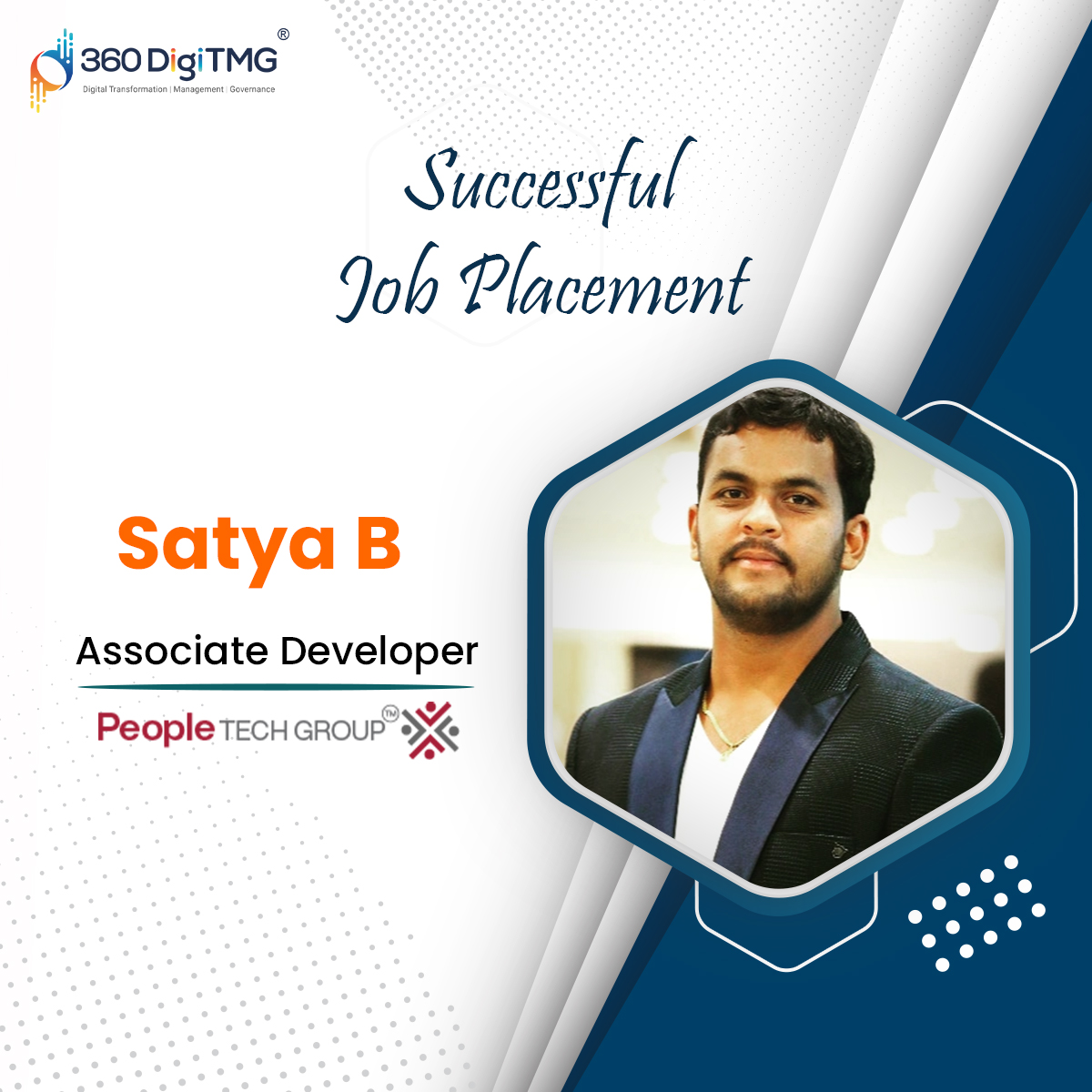 360digitmg's tweet image. Smart Decision- Rewarding career!!!
Satya B has successfully got placed in People TECH GROUPS as an Associate Developer.
Congratulations Satya B!!!
linkedin.com/in/satya-bodapโฆ
#associatedeveloper #career #successfulplacement #jobplacements