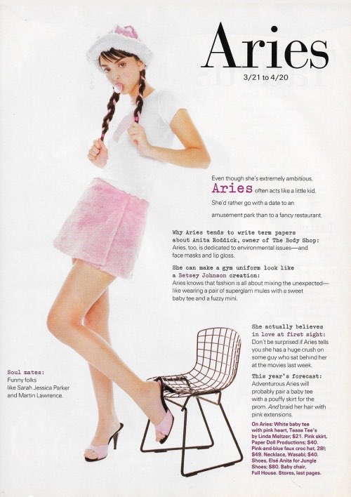 jenesse's tweet photo. zodiac style from seventeen magazine january 1995 issue https://t.co/dvoweFC0CO