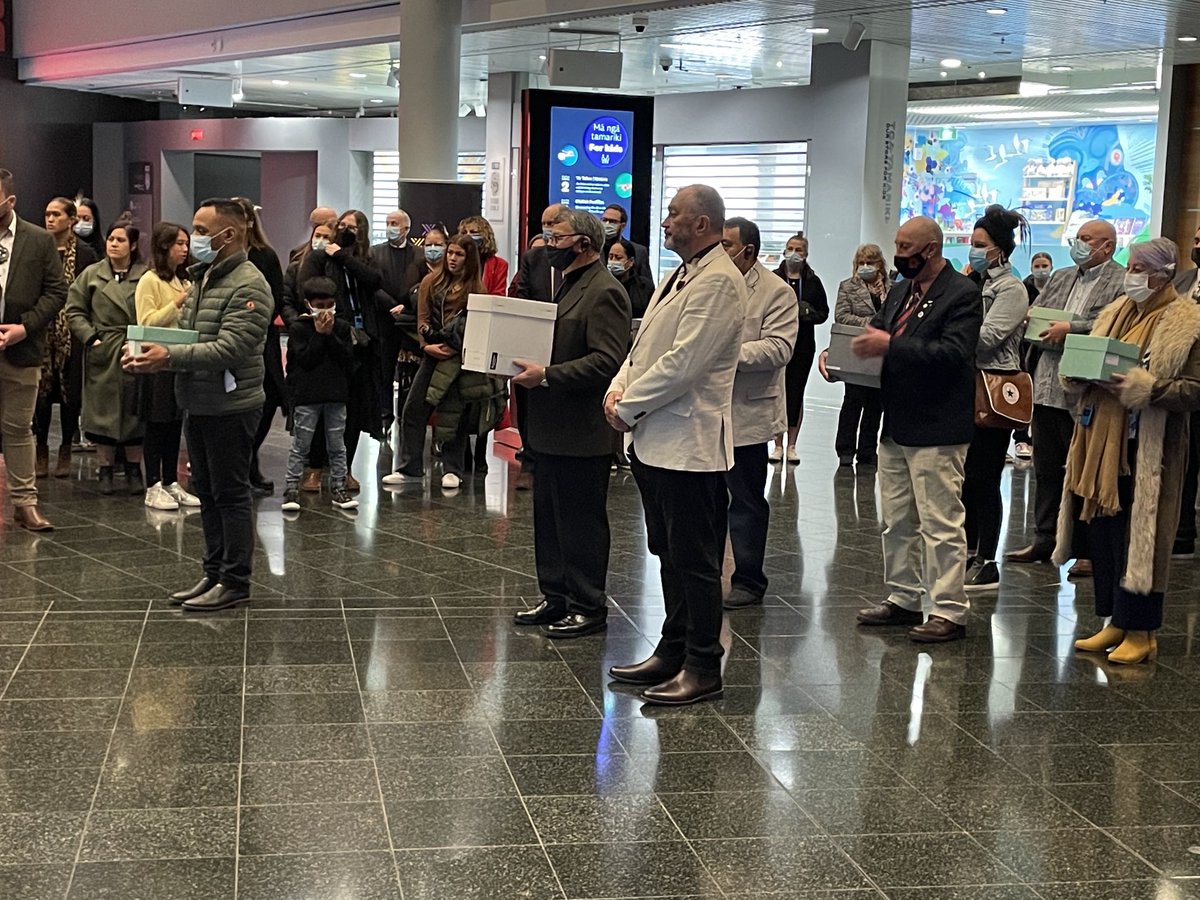 At Te Papa today to represent Auckland Museum and participate with Te Papa and Metro Museums in a joint reconciliation ceremony to repatriate ancestral remains and the carving Hatitimatangi to Moriori of Rekohu Chatham  Is.  A nationally historic event and world leading.