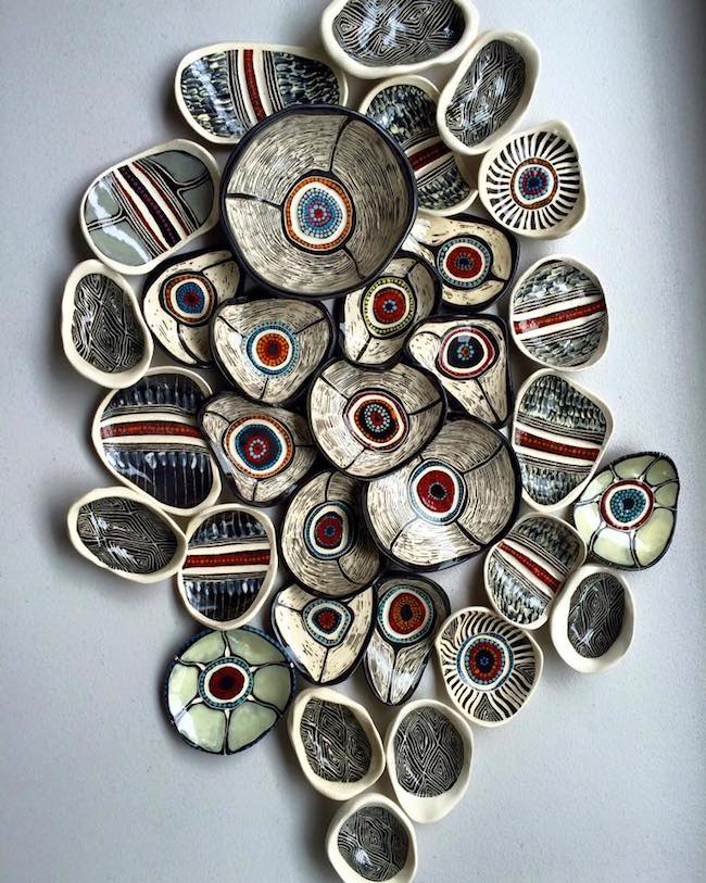 Penny Evans, ceramic and mixed media artist who creates works that embody her Australian Aboriginal Kamilaroi/Gomeroi cultural heritage #WomensArt