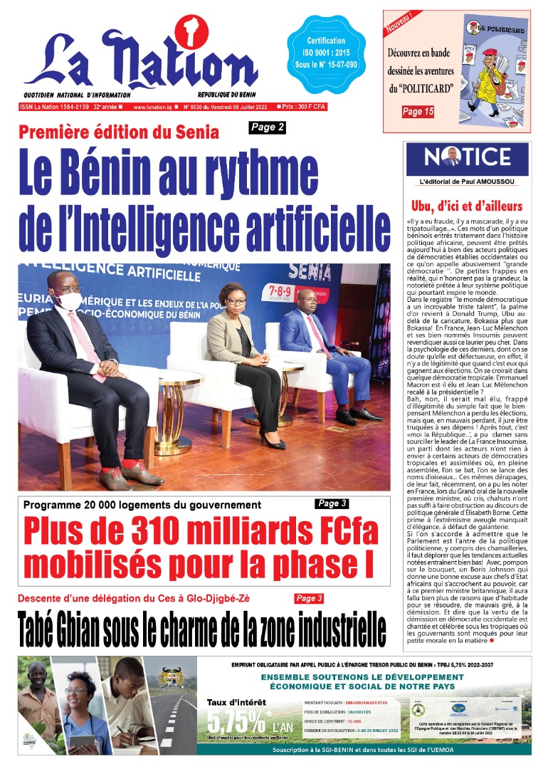 lanationbenin's tweet image. Journal "LA NATION "
La Une du Vendredi 08 Juillet 2022
Abonnez-vous à nos canaux digitaux pour recevoir l'information en temps réel 
#LaNationBenin 
#Waxeho
#LANATION