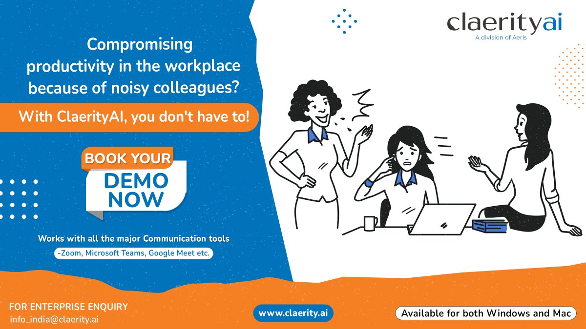 Aeris_EM's tweet photo. #ClaerityAI is the #1 noise-cancelling solution powered by #AI that improves your audio quality in #onlinemeetings and cancels 2000+ types of distracting noises.

Install Now: https://t.co/PUW4Bkvlro

#NoiseCancellation #ClearVoice #ClearSpeech #BestAudioQuality #AiTechnology https://t.co/5NVjau6laP