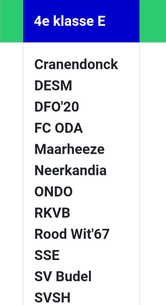 Competitie indeling SSE 1 bekend