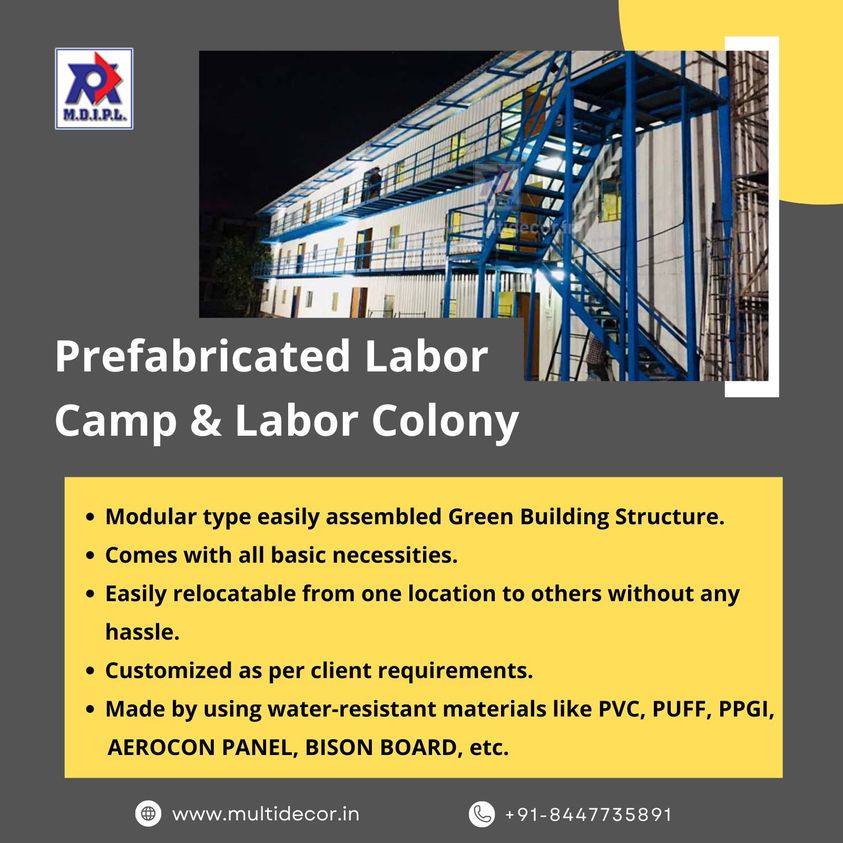 MDIPL1's tweet image. Quality accommodation of workers is crucial to the success of construction projects, many of which are in remote locations. 
MDIPL provides excellent labour colony solutions .
visit: multidecor.in/prefabricated-…
#multidecor #labourcamps #Labour #labouraccomadation #labourcolonies